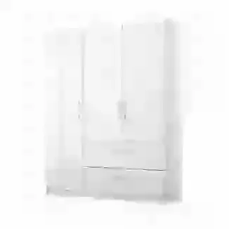 136cm High Gloss White 3 Door 2 Drawer Hinged Wardrobe Limited Stock One Only Left in Stock